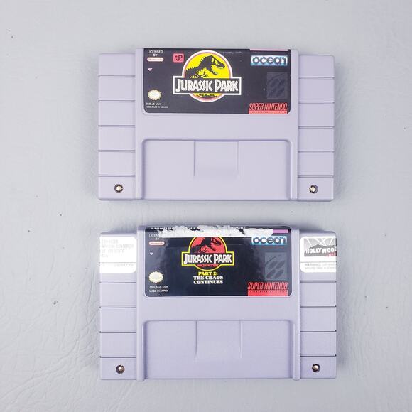 Jurassic Park Part 1 & Part 2: The Chaos Continues Super Nintendo SNES Game Dino - Picture 2 of 10
